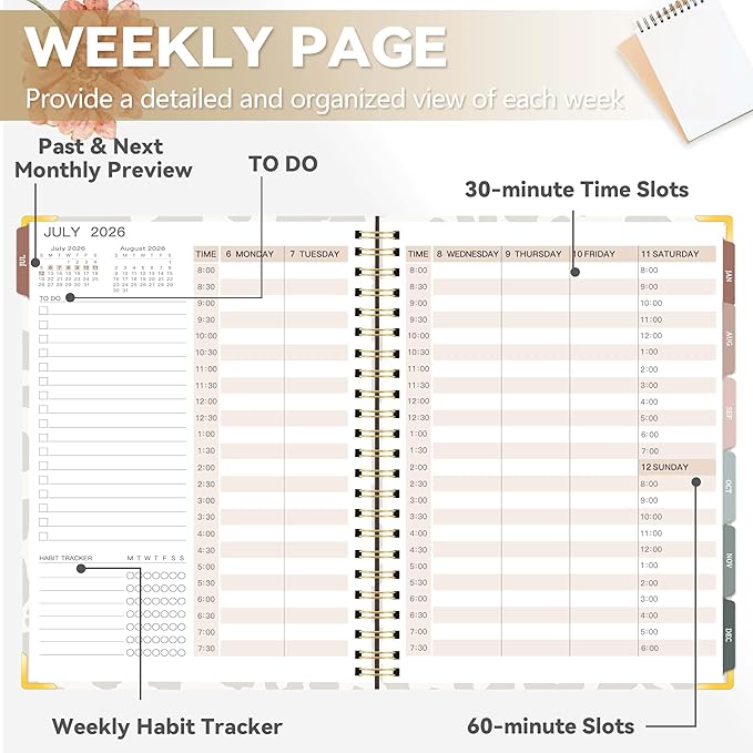2026-2027 Academic Planner, Large Weekly & Monthly Appointment Book from Jul. 2026 - Jun. 2027, Work Life Daily Hourly Planner with Time Slots, A4 Agenda Organizer for School,Leopard Print, 8.5" x 11"