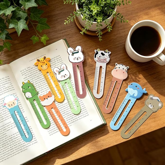 300 Pcs Cute Animal Bookmarks for Kids, Funny Cartoon Book Marker Clips 20 Styles Ruler Bookmarks Bulk Page Markers Holders for Students Teachers Readers Book Lovers School Rewards