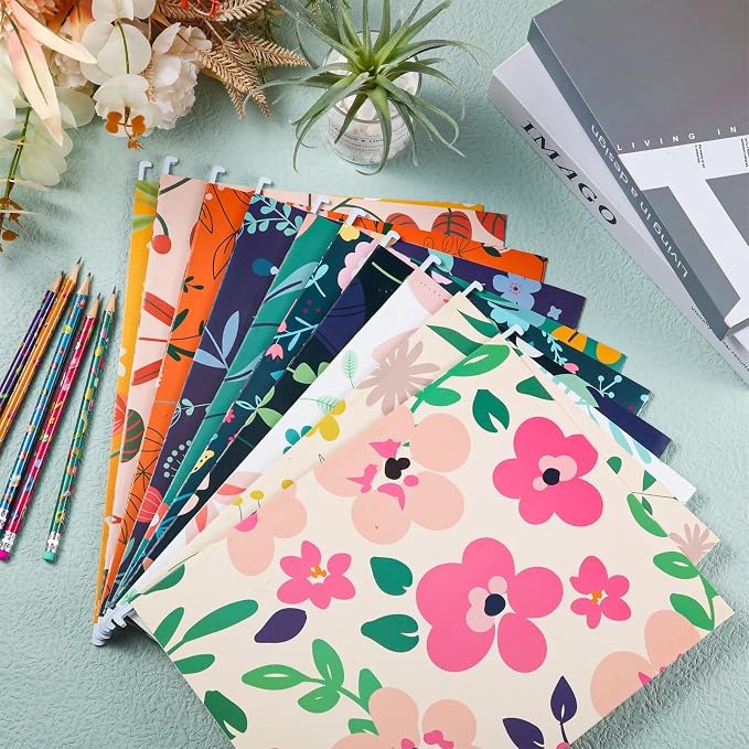Qeeenar 20 Pcs Decorative Hanging File Folders Letter Size Cute File Folders Designer Floral File Folders Colored File Folder Organizer for Filing Cabinet Office Home with 1/5 Cut Adjustable Tabs