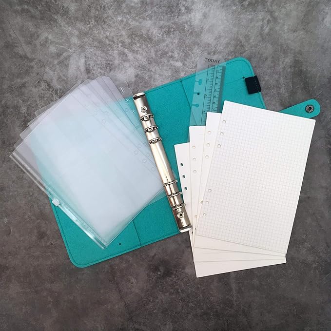 A5 Felt Binder with Pages & Binder Pocket Set Aqua Mint