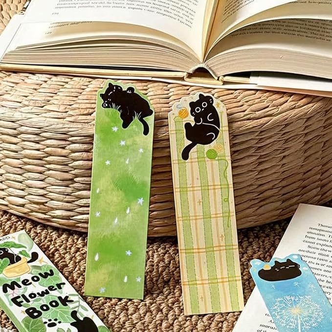 20 Pcs Cute Black Cat Bookmarks, Lovely Page Markers for Book Lovers, Teachers, Ideal Birthday Gifts