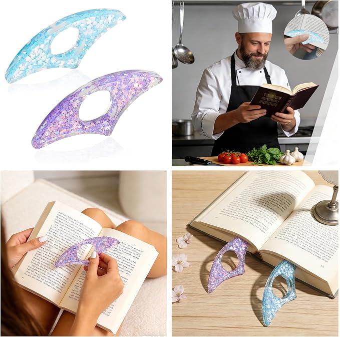 2 Pcs Thumb Book Page Holder Star Resin Book Page Holder Bookmark Reading Accessories for Book Lovers Transparent Book Opener Holder Bookmarks Gifts for Books Lovers Readers Students Teachers Bookworm