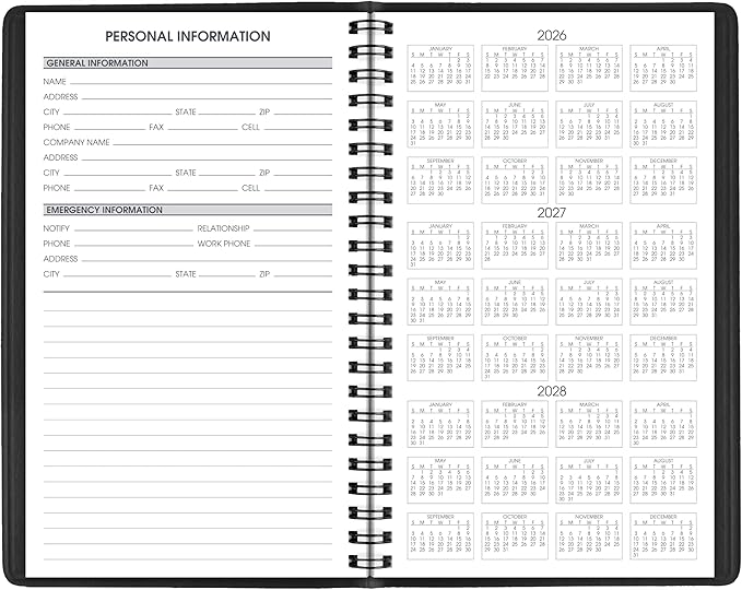 AT-A-GLANCE 2027 Appointment Book Planner, Weekly, 5" x 8", Hourly, Black (700750527)