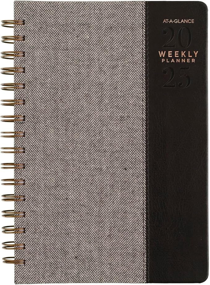 AT-A-GLANCE 2025 Planner, Weekly & Monthly, 5-1/2" x 8-1/2", Small, Signature, Black (YP2000525)
