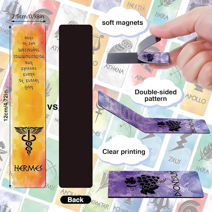 Wxiben Greek Mythologies Magnetic Bookmark - 28PCS Olympians Gods Magnetic Bookmarks The Gods of Ancient Greece Book Marks Page Magnets Marker Clip for Book Lovers Student Teacher Reading Bookish Gift