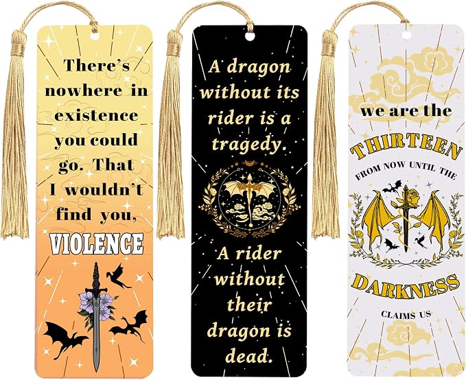 LParkin 3PCS Bookish Merch Fourth Wing & Throne of Glss Dragon Acrylic Bookmarks for Men, Unique Dragon Bookmark Collection, Bookish Gifts for Book Lovers, Page Markers for Bookworms