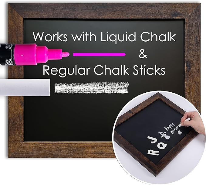 Loddie Doddie Magnetic Chalkboard - 11" x 14", Rustic Frame - Stain-Resistant Chalkboard Calendar - Magnetic Board for Wall Display - Wall-Mount Organizer & Menu Board for Kitchen