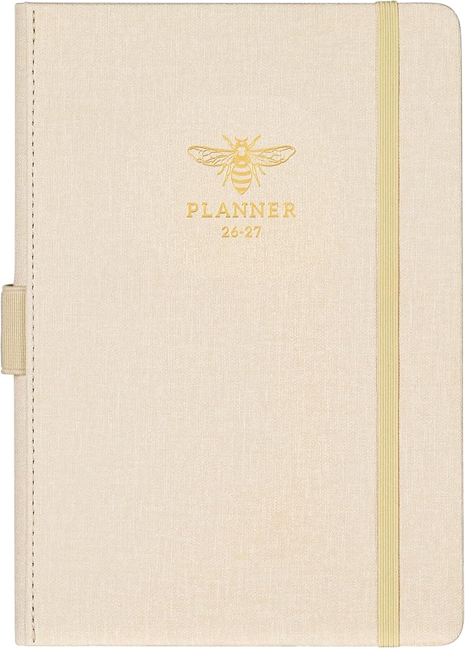 2026-2027 Planner - Planner 2026-2027 with Tabs, Jul 2026 - Jun 2027, Weekly and Monthly with Pen Loop, Back Pocket - Off-White
