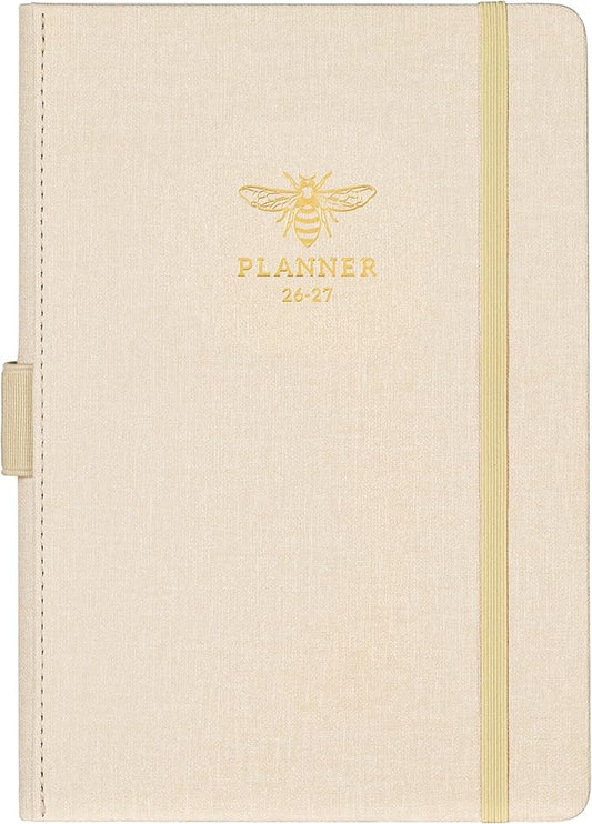 2026-2027 Planner - Planner 2026-2027 with Tabs, Jul 2026 - Jun 2027, Weekly and Monthly with Pen Loop, Back Pocket - Off-White