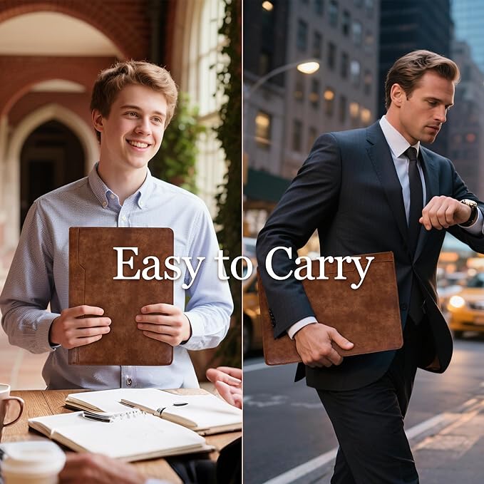 Calfinder 3 Ring Portfolio Binder, Personalized Portfolio for Women,Business Portfolio Organizer,Leather Binder with Zipper for Interview/Resume,Ipad,Tablet, Gift for Women and Men