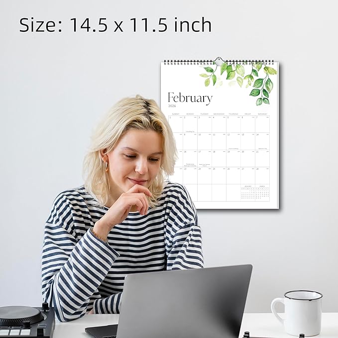 Aesthetic Wall Calendar 2026, 18 Monthly Vertical Calendar January 2026 to June 2027, 15" x 10" Modern Wall Hanging Calendar for School, Home, Office for Monthly Organizing & Planning