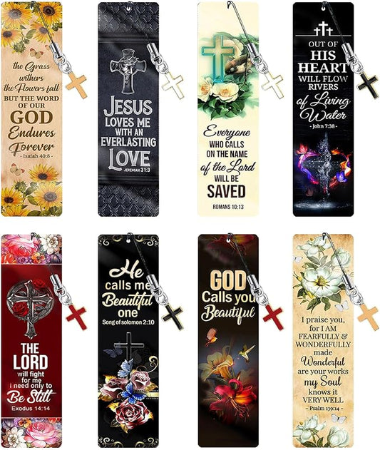 8PCS Diamond Painting Art Bookmarks,Cute Acrylic Bookmarks Crafts Kits Gifts with Pendants for Adult Women Book Lovers (bible2)