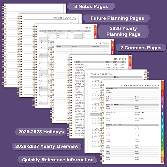 2026 Weekly Appointment Book/Planner - Daily Hourly Planner 2026, JAN 2026 - DEC 2026, 9" x 11" Appointment Book, Monthly Tabs, Hourly Interval, Thick Paper