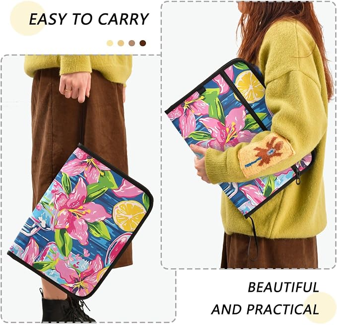 Expanding File Folder Lily Pulitzer Mason Jars Accordion File Organizer 13 Pockets Document Organizer with Zipper Labels A4 Letter Office Storage