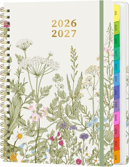 Academic Planner 2026–2027, Weekly & Monthly Calendar Planner, July 2026 – June 2027, Hardcover Agenda Book with Tabs, A5 (6.3" x 8.5"), Daily Organizer for Students, Teachers & School Supplies, Garden Flowers (Jul 2026–Jun 2027)