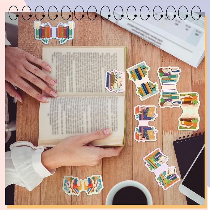 Skyygemm 30 Pcs Bookish Magnetic Bookmarks Book Lover Gifts Cute Page Markers for Librarian Bookish Book Club Lover Gifts Markers Accessories