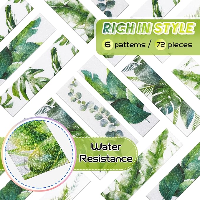 Gersoniel 72 Pcs Anxiety Sensory Stickers Calm Stickers Adhesive Textured Mental Health Strips Mindfulness Fidget Decals Stress Anxiety Relief Items for Desk Therapy Office Counselor(Leaves)