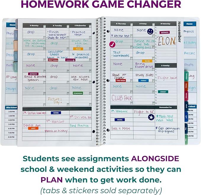 Order Out Of Chaos Academic Planner 2026-2027, Daily Weekly Monthly School Calendar, student planner 2026-2027, 8.5 x 11 Homework Organizer, july 2026-june 2027 Pink Orange School Agenda Book