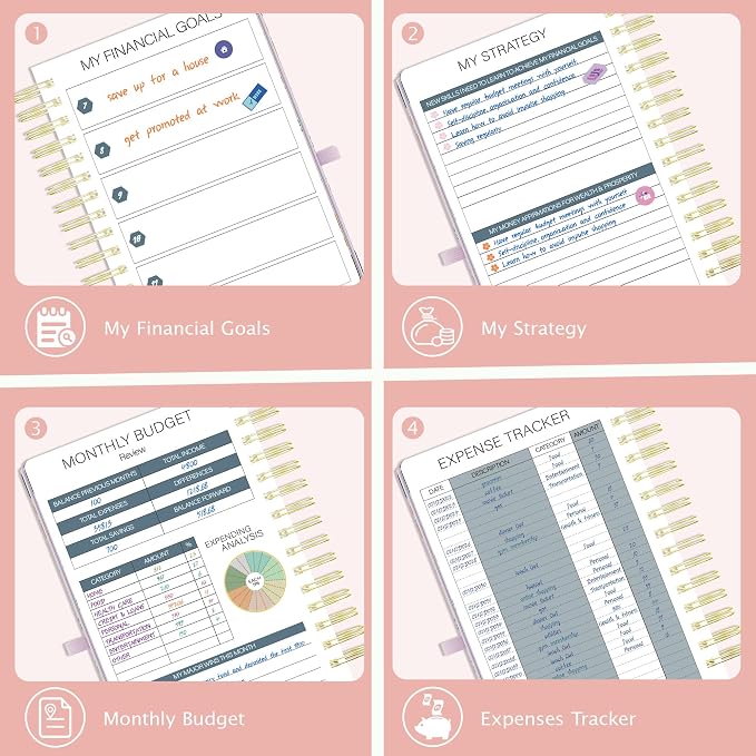 Ospelelf Budget Planner Budget Book with Bill Organizer and Expense Tracker 12 Month Undated Account Book to Take Control of Your Money Pink Floral