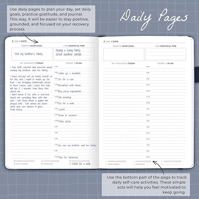 Clever Fox Addiction Recovery Journal – Addiction Treatment Planner & Workbook – Daily Sobriety Journal for Recovery Progress, A5 (Dark Blue)