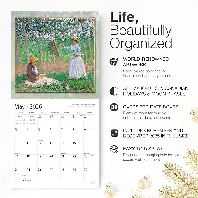 RED EMBER Select - Claude Monet 2026 Wall Calendar 12 Month | 12" x 24" Open | Thick & Sturdy Paper | Giftable | Impressionist Art Calendar 2026