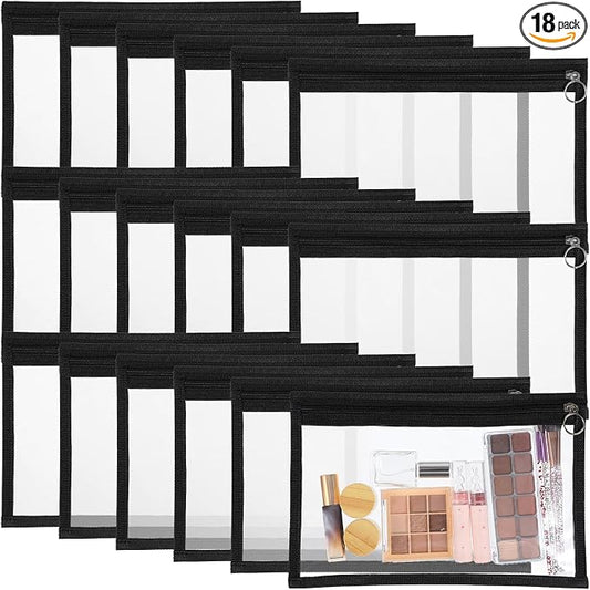 18 Pcs Clear Zipper Pouches Pencil Pouches PVC Makeup Pouch Envelopes Folder Storage Multi Purpose Pouch Document File Organization Bags, Office Supplies (11.5 x 7 Inches) ﻿