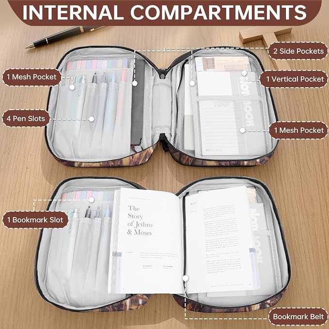 Bible Cover for Men Bible Book Cover Canvas Carrying Case Book Protector Case Large Bible Cover with Durable Handle Bible Study Supplies Accessories Christian Gifts (Maple Leaf, Large)