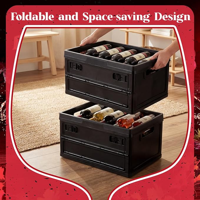 3 Pcs Winebox Storage Crate Stackable Flexible Wine Storages Solution Front and Rear Access Door Separate Wines Storage Crates Wine Collector, Holds 9 Standard Bottles Per Crate (Black)