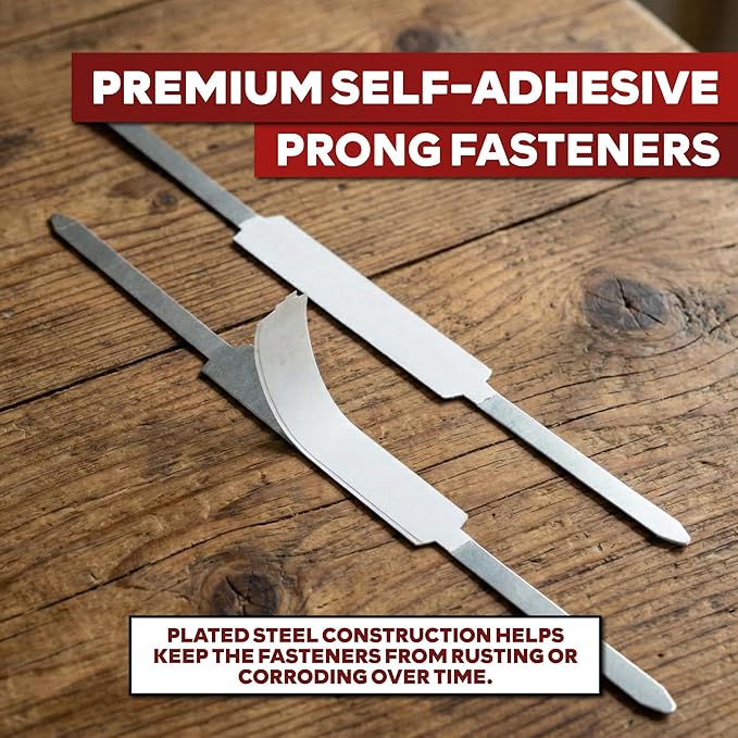 XFasten Self Adhesive Fasteners 2 Inch Capacity (100-Pack) Strong Adhesion Premium File Prong Fasteners 2 Inch for Folders, Paper, Reports, Charts Folder Accessories, File Prong Fastener Base