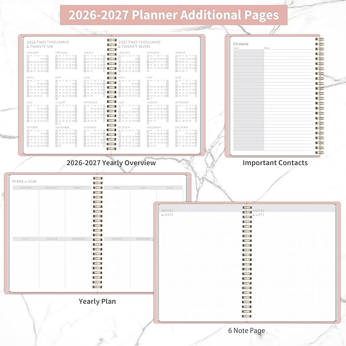 2026-2027 Monthly Planner - 2 Year Monthly Planner 2026-2027, Hard Cardboard Cover, Jan 2026 - Dec 2027, 7.5" x 10", 2 Year Calendar with 24 Month, Twin-wire Binding, Note Pages