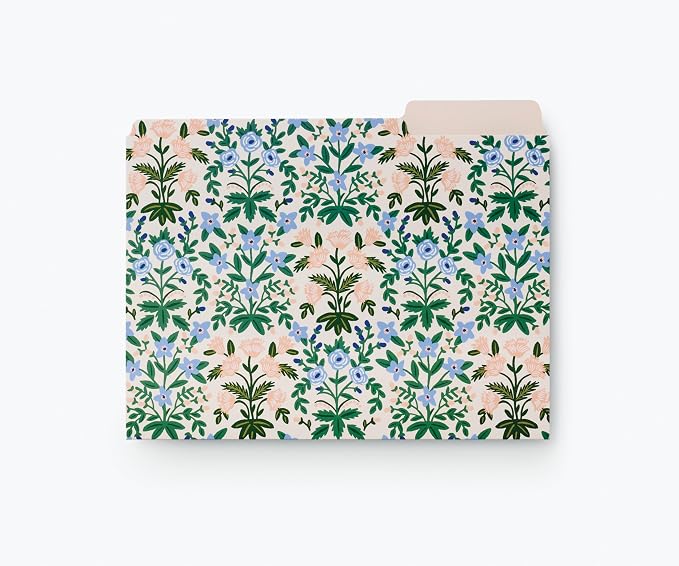 RIFLE PAPER CO. Hydrangea Assorted File Folder Set, Stay Organized with Our Stylish, Sturdy and Colorful File Folders, Set of 6 Including 2 of Each Design and 12 Handy Adhesive Labels
