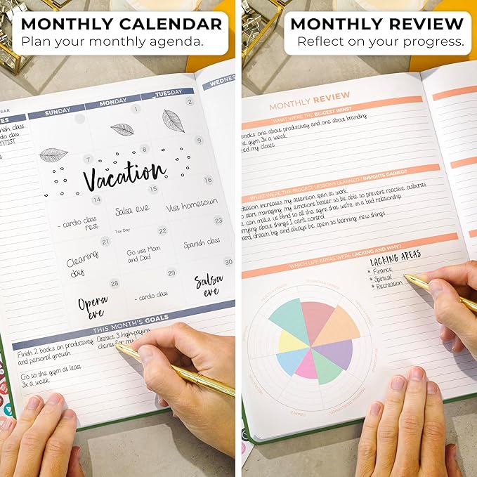 Clever Fox Planner PRO 2nd Edition – Undated Weekly Agenda Planner for Setting Goals, Tasks & Time Management – Life Organizer with To-do Lists & Habit Trackers – Large, 8.5x11″ (Forest Green)