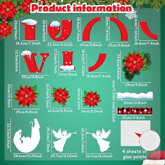 Funrous 45 Pcs Christmas Nativity Bulletin Board Decorations Set Xmas Christian Bulletin Board Advent Jesus Birth Cutouts with Borders for Christmas Religious Sunday School Classroom Church Wall Decor
