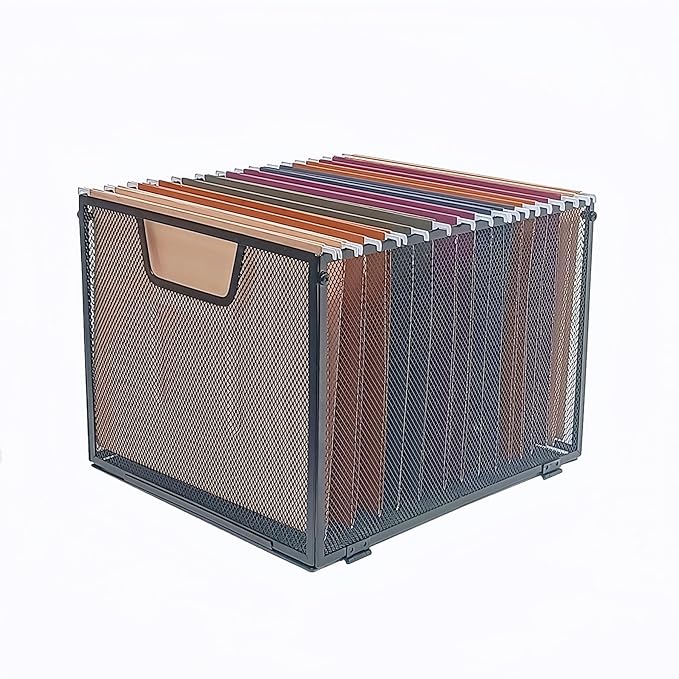 Metal Mesh Hanging File Organizer, Office/School/Home File Crate,Black