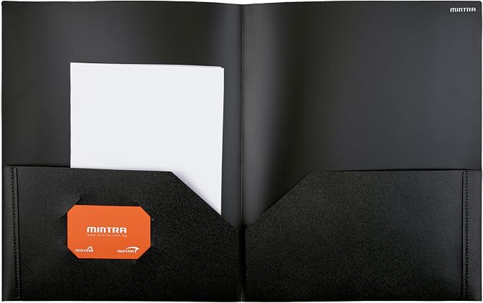 Mintra Poly Pocket Folders 3pk - Heavy Duty (Black/Blue/Red)