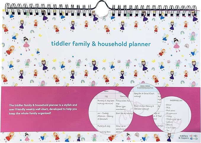 tiddler family & household planner | Undated Weekly Family Organizer/Planner Calendar | Clever Layout in A4 Size (11.7" x 8.3") | Space For 6 People & 1 Years Planning | Features (Fabulous Fairies)