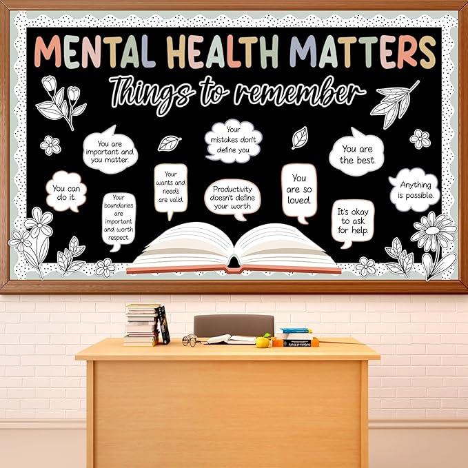 Mental Health Bulletin Board Motivational Classroom Bulletin Board Decors Therapy Offices Decor Inspirational Positive Affirmations Accents Psychology Wall Art for School Office Home Classroom Supply