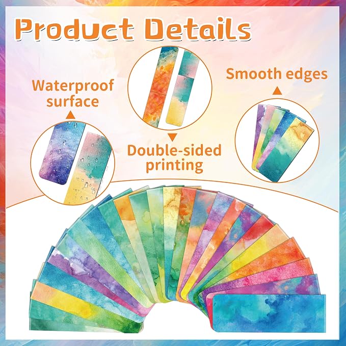 96Pack Magnetic Bookmarks for Reading Women Men Teacher Book Lovers Gifts, Bookmarks Bulk Personalized Bookmark Magnet Bookmark Clips Cute Pretty Funny Book Markers (Watercolor)