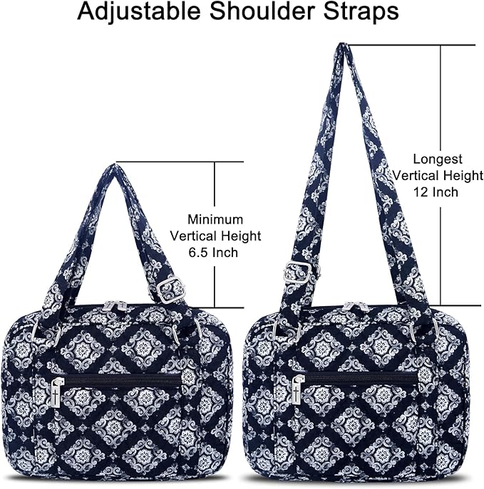 Bible Cover for Women with Adjustable Straps, Large Study Bible Carrying Case Bag with Zip Pocket, 10x7x2.7 Inches