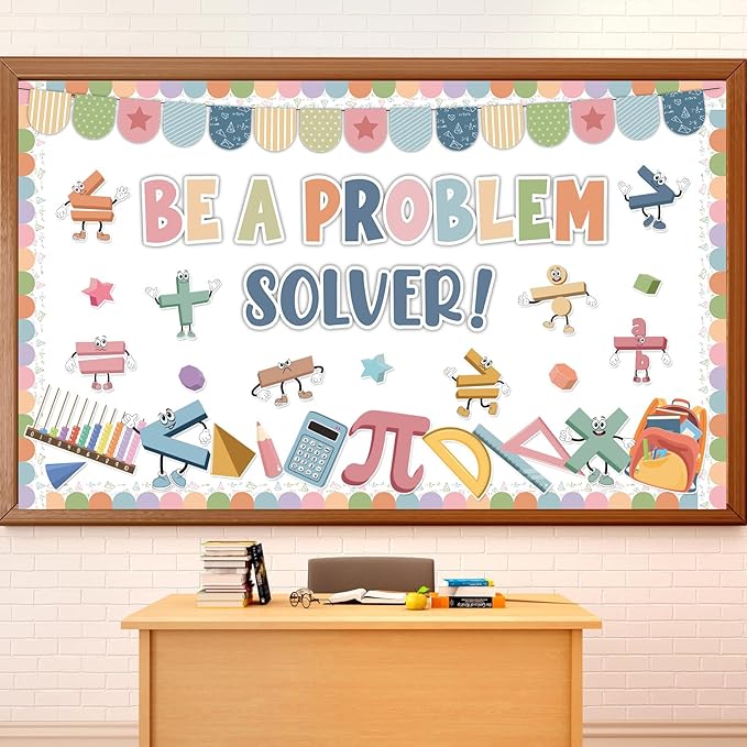 Boho Math Bulletin Board Set Mathematics Symbol Paper Cutouts Be A Problem Solver Bulletin Board Back to School Classroom Decorations for Teacher Educational Elementary Middle Schools Wall Decor