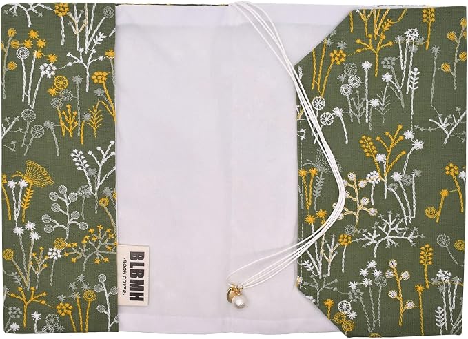 BLBMH 5x8 Book Cover | Handmade Non-Stretch Fabric Sleeve with Bookmark | for Paperback Bible Journal | Privacy Reading Gift for Women - Spring