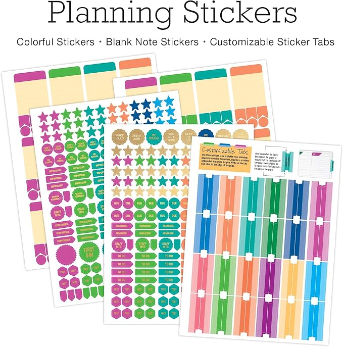 Elan Publishing Company DELUXE Undated Teacher Planner: 8.5x11 Includes 7 Periods, Page Tabs, Bookmark, Planning Stickers, Pocket Folder Daily Weekly Monthly Planner Yearly Agenda (Pink Marble)