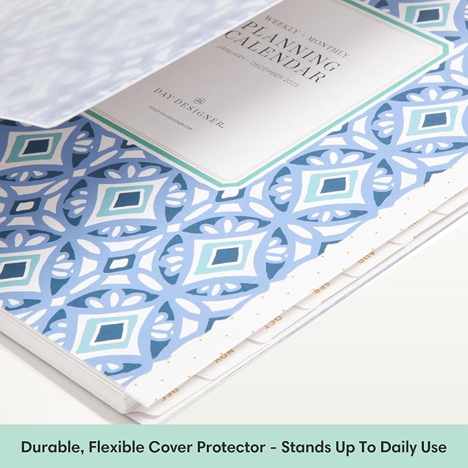 Blue Sky Day Designer 2027 Weekly and Monthly Planner Calendar, January 2027 - December 2027, 8.5" x 11", Flexible Cover, Durable Twin Wire Binding, Storage Pocket, Includes Stickers, Tile