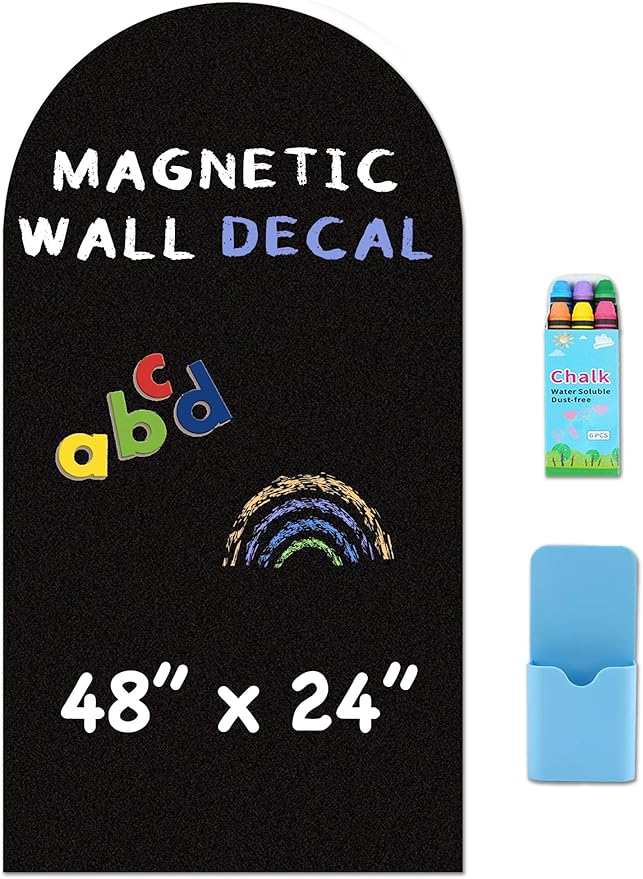 Arch Magnetic Wall Decal - 48" x 24" Matte Finish Chalkboard Sticker for Wall - Magnetic Board for Playroom, Home Classroom(Black)