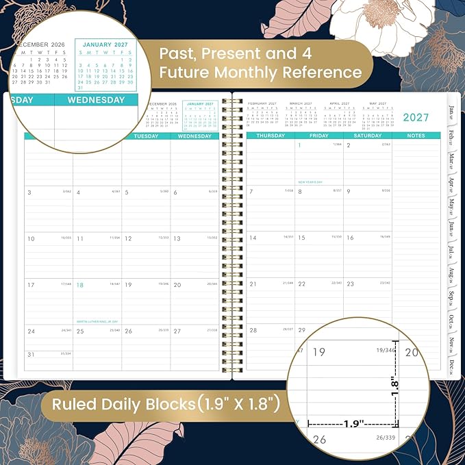 2026-2027 Monthly Planner - 9" x 11" 18 Months Calendar Planner, Jul. 2026 - Dec. 2027, 26-27 Monthly Calendar Planner, 18 Monthly Planner/Calendar 2026-2027 with Tabs, Back Pocket, Twin-Wire Binding