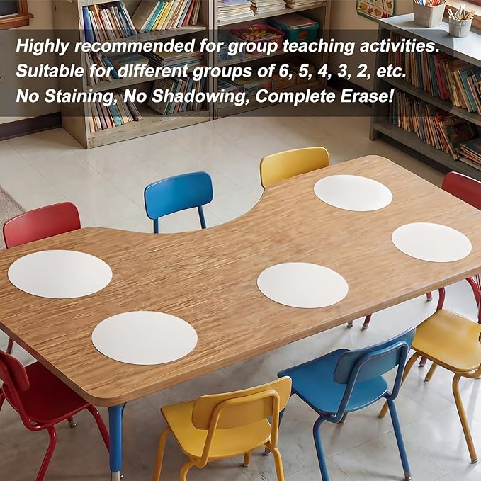Ireer 12 Pcs 13 '' Dry Erase Dots for Classroom Table Classroom Decor Boho Colorful Stickers for Whiteboard Wall Decor Removable Dry Erase Circles for School Teacher Supplies(Solid,White Color)