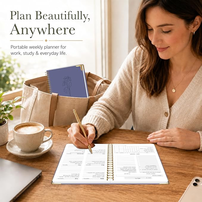Undated Weekly Planner, Weekly To Do List Notebook with Goal & Habit Tracker Organizer, A5 Hardcover Weekly Planner for ADHD, Office School Home Supplies, Reduces Stress and Boosts Productivity - Purple