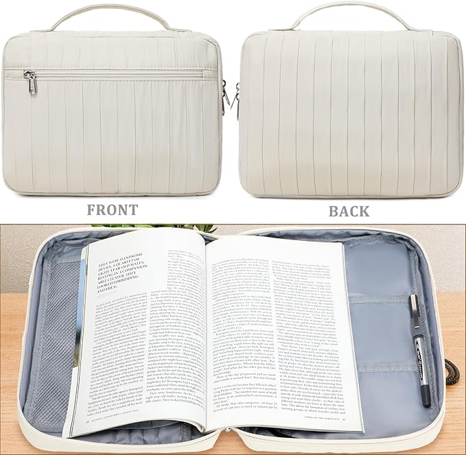 JIANYA Bible Cover Case for Women, Bible Book Cover Carrying Case with Handle and Zippered Pocket, Bible Study Supplies Gift for Women