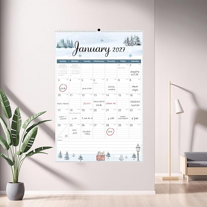 GuassLee Extra Large Wall Calendar 2026-2027, 20"x 30" Big Vertical Wall Calendar 2026, Jan. 2026 to Jun. 2027, 18-Month Hanging Planner Wall with Julian Date for Office Home School Organizing