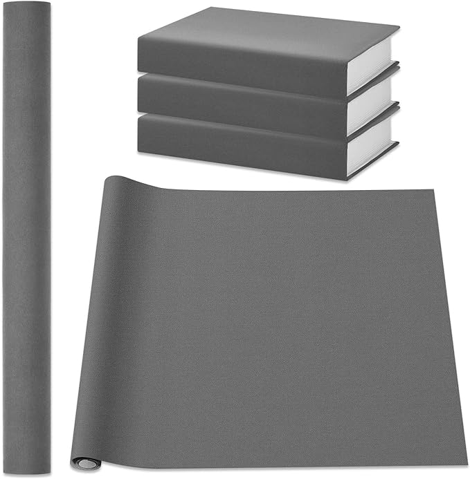 PerKoop Book Cloth for Book Binding 40 x 16 Inch Fabric Surface Paper Backed Bookcover Archival European Durable Strong Bookbinding Supplies Cover Books Album Scrapbooking (Gray)